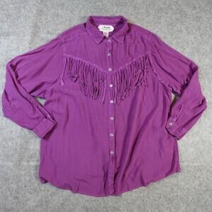 Back in the Saddle Top Womens 3X Fringe Western Button Front Purple Equestrian